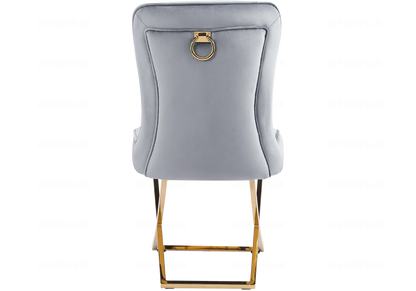 2 chaises gris et pieds dorés avec anneau | Zenix