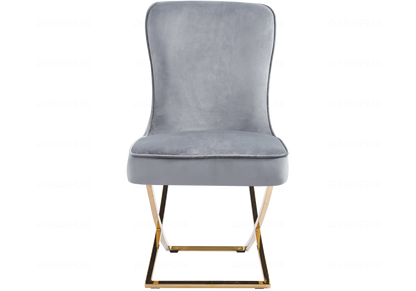 2 chaises gris et pieds dorés avec anneau | Zenix