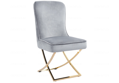 2 chaises gris et pieds dorés avec anneau | Zenix