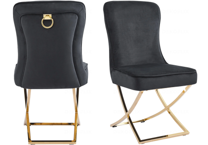 Chaises noir avec anneau et pieds dorés | Zenix