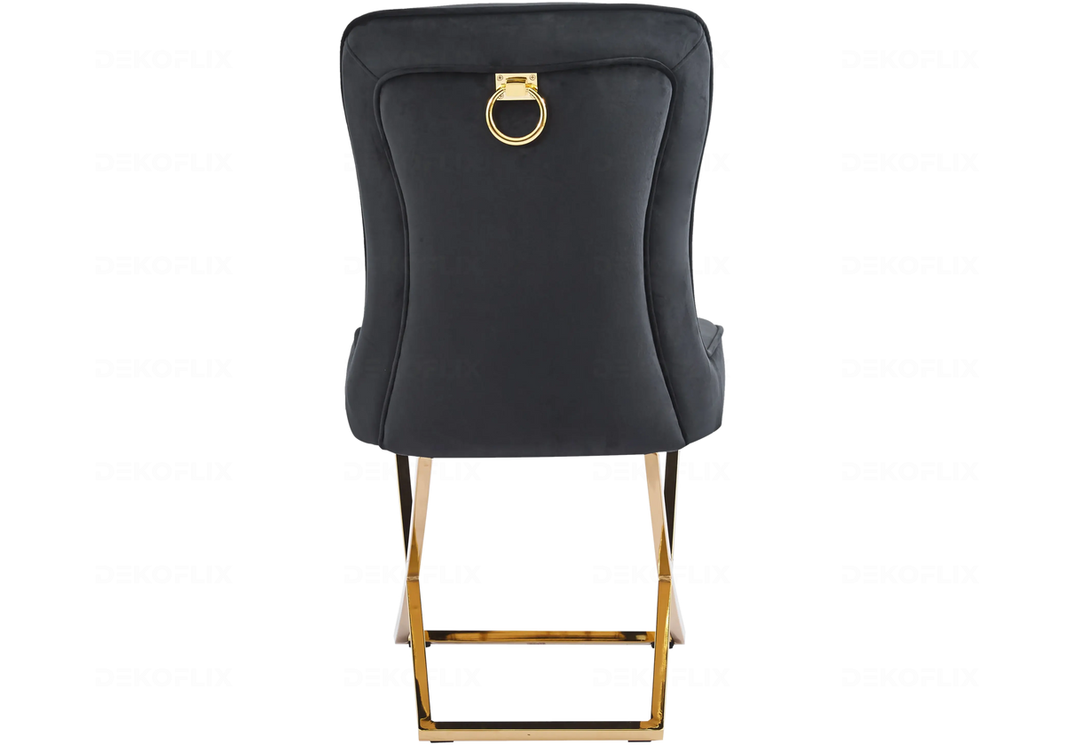 Chaises noir avec anneau et pieds dorés | Zenix