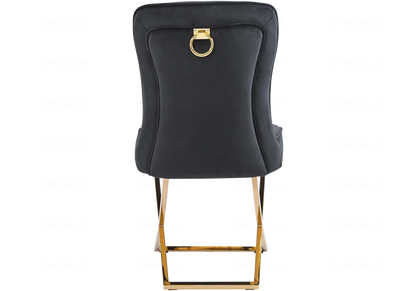Chaises noir avec anneau et pieds dorés | Zenix