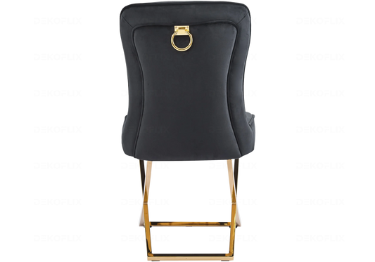 Chaises noir avec anneau et pieds dorés | Zenix