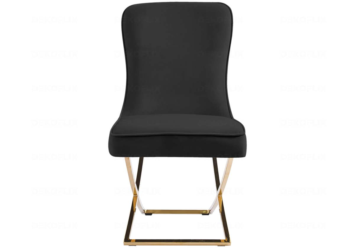 Chaises noir avec anneau et pieds dorés | Zenix