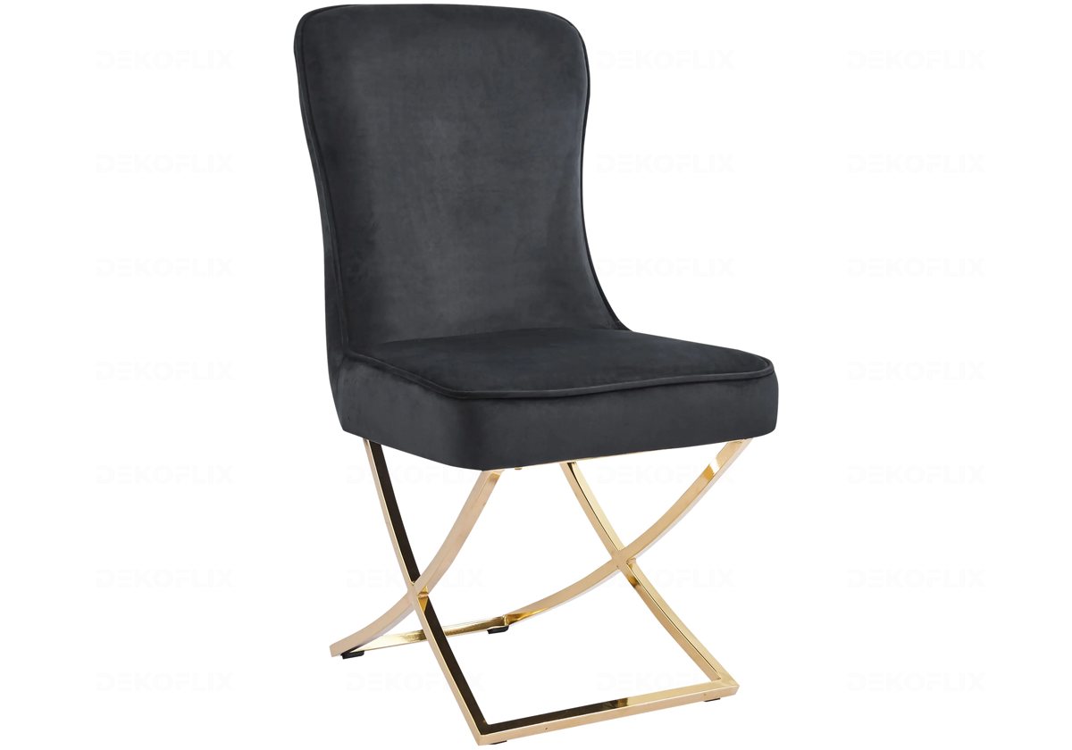 Chaises noir avec anneau et pieds dorés | Zenix