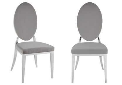 Lot de 4 chaises médaillon en gris et argent | Iris