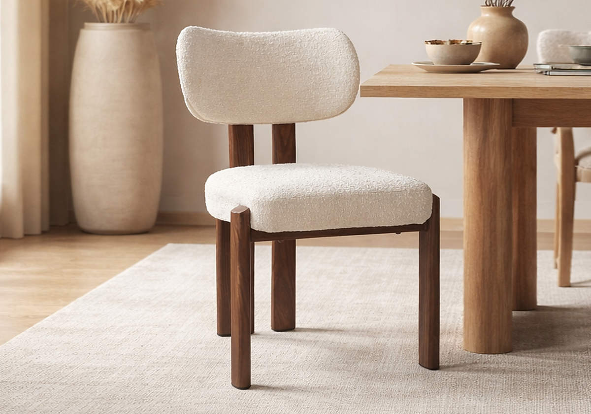Ensemble table noyer et 4 chaises japandi | Zalor