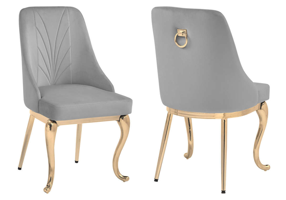 Lot de 2 chaises baroques en gris et doré | Zenix