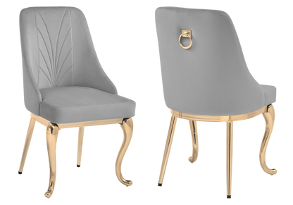 Lot de 2 chaises baroques en gris et doré | Zenix