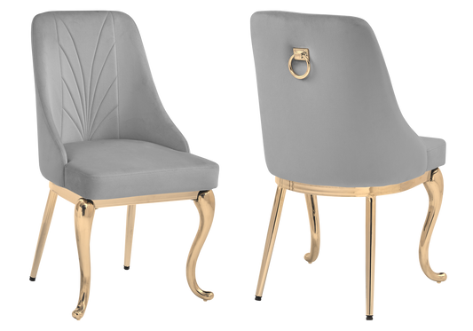 Lot de 2 chaises baroques en gris et doré | Zenix