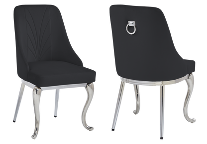 Chaises baroques en noir et anneau argenté | Zenix
