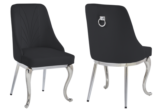 Chaises baroques en noir et anneau argenté | Zenix
