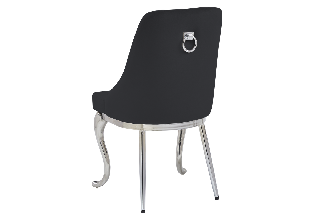 Chaises baroques en noir et anneau argenté | Zenix