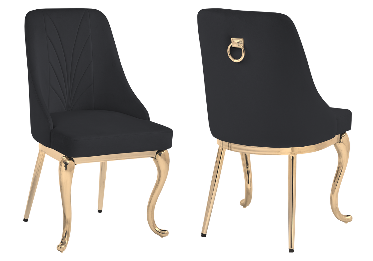 Lot de 2 chaises baroques noir anneau doré | Zenix