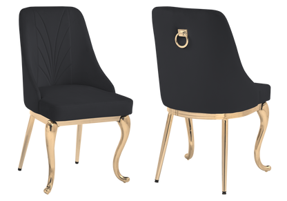 Lot de 2 chaises baroques noir anneau doré | Zenix