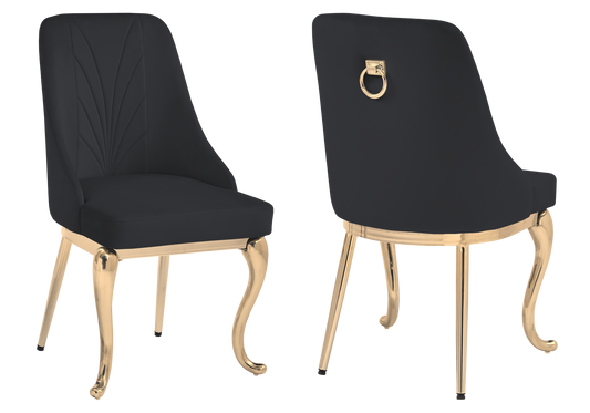 Lot de 2 chaises baroques noir anneau doré | Zenix