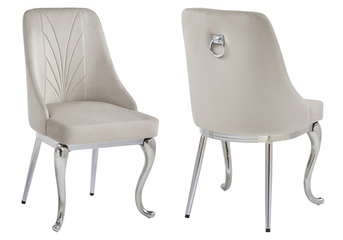 2 chaises baroques taupe anneau argenté | Zenix