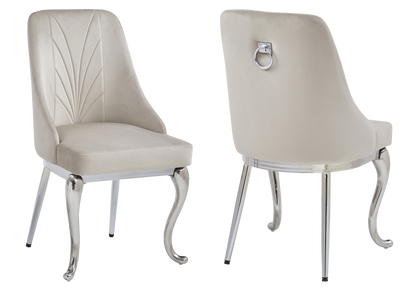 2 chaises baroques taupe anneau argenté | Zenix