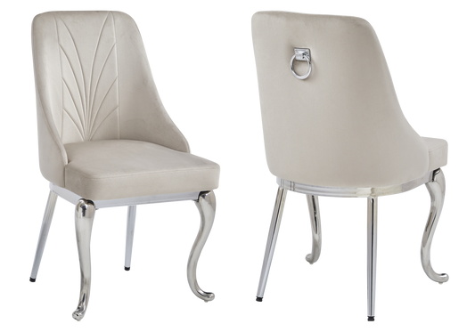 2 chaises baroques taupe anneau argenté | Zenix