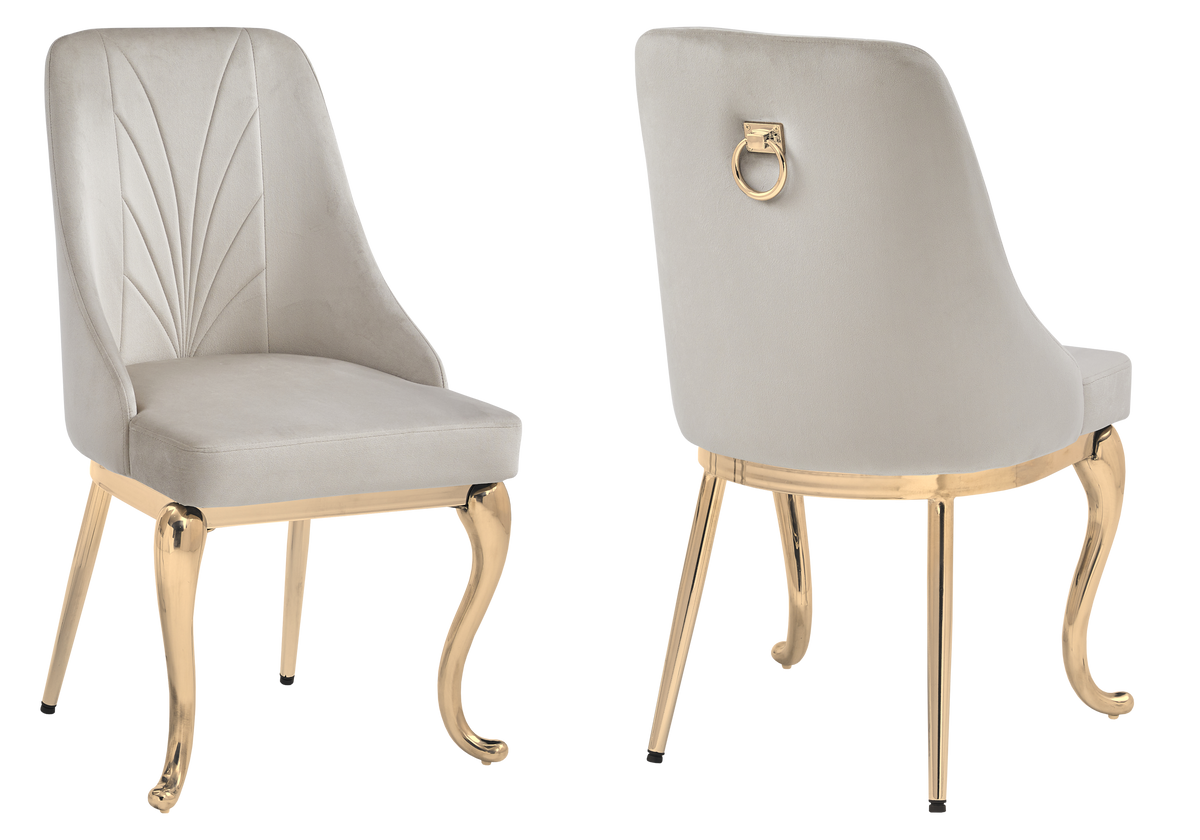 Lot de 2 chaises baroques taupe anneau doré | Zenix