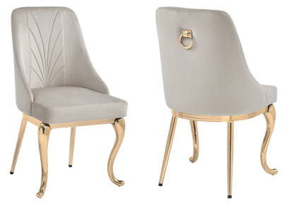Lot de 2 chaises baroques taupe anneau doré | Zenix