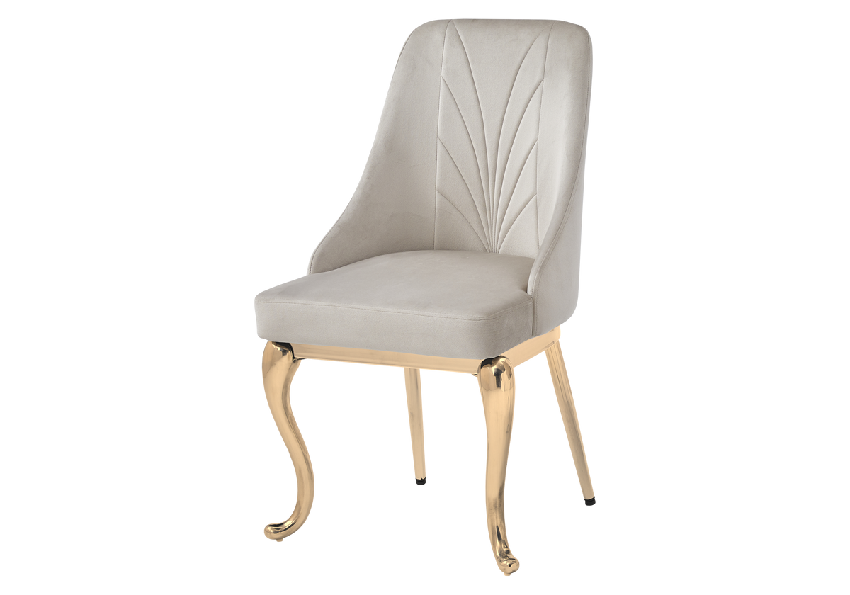Lot de 2 chaises baroques taupe anneau doré | Zenix