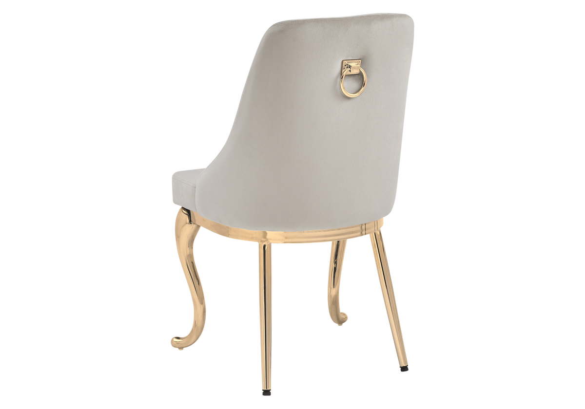 Lot de 2 chaises baroques taupe anneau doré | Zenix