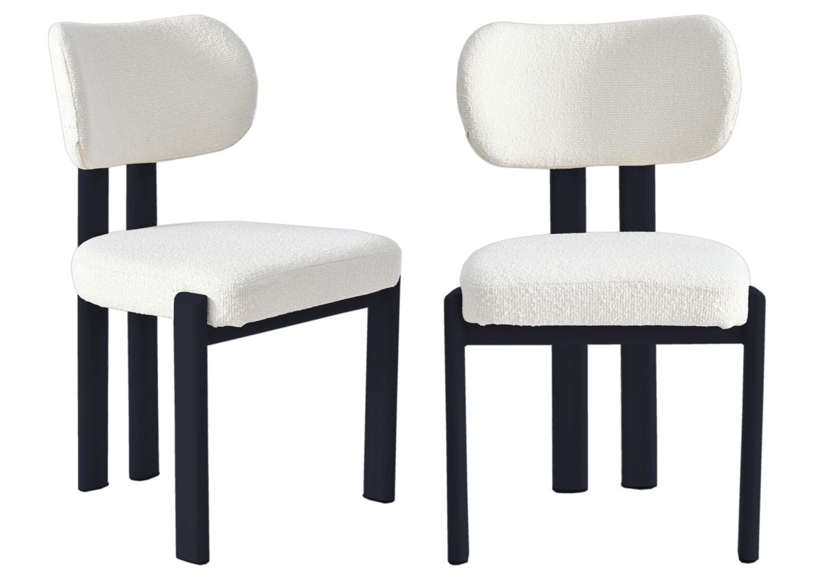 Lot de 4 chaises de salle à manger en bouclé noir | Zorix