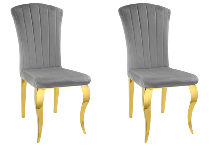 Lot de 6 chaises velours ardoise et pieds or | Zyra