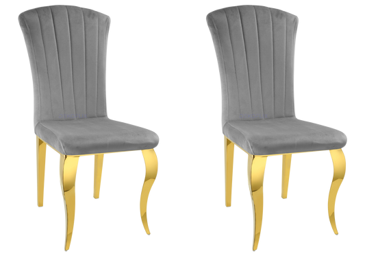Lot de 6 chaises velours ardoise et pieds or | Zyra