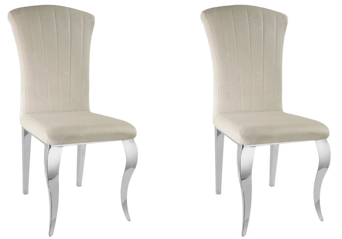 Lot de 6 chaises en beige et pieds argent | Zyra