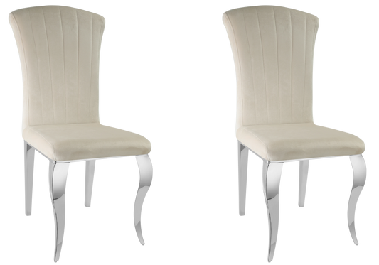 Lot de 6 chaises en beige et pieds argent | Zyra