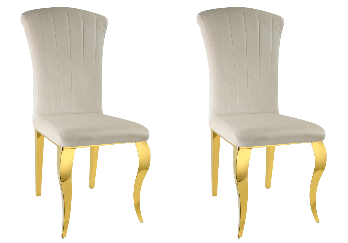 Lot de 6 chaises en beige et pieds or | Zyra