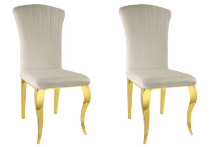 Lot de 6 chaises en beige et pieds or | Zyra