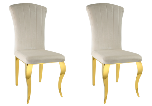 Lot de 6 chaises en beige et pieds or | Zyra