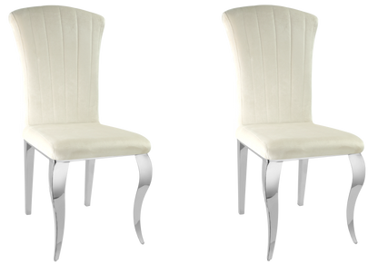 Lot de 6 chaises velours écru à pieds argent | Zyra