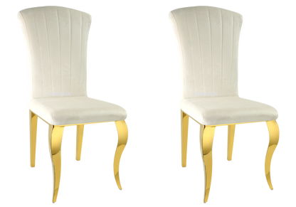 Lot de 6 chaises velours écru et pieds dorés | Zyra