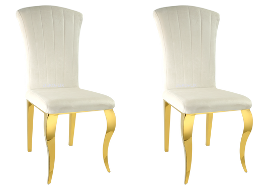Lot de 6 chaises velours écru et pieds dorés | Zyra