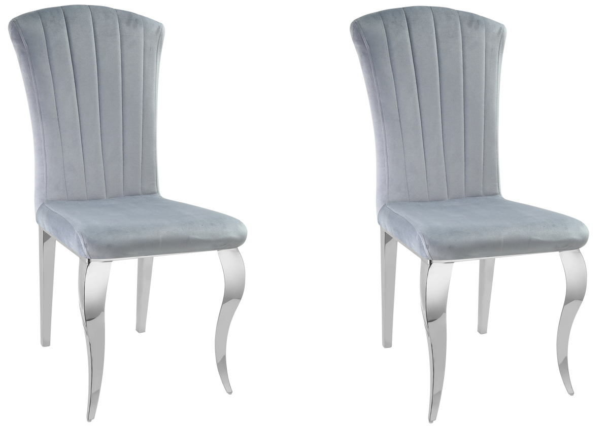 Lot de 6 chaises en gris et pieds argent | Zyra