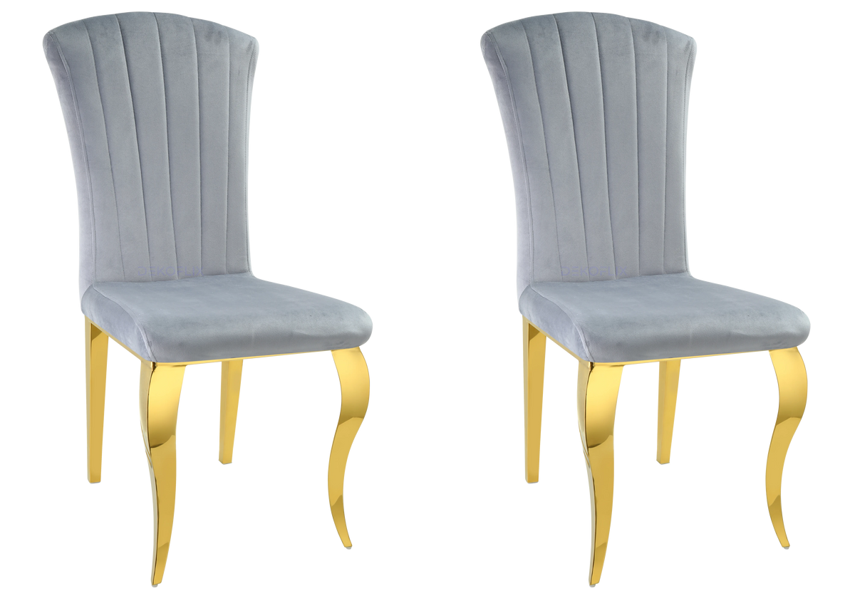 Lot de 6 chaises en gris et pieds dorés | Zyra