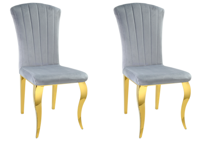 Lot de 6 chaises en gris et pieds dorés | Zyra