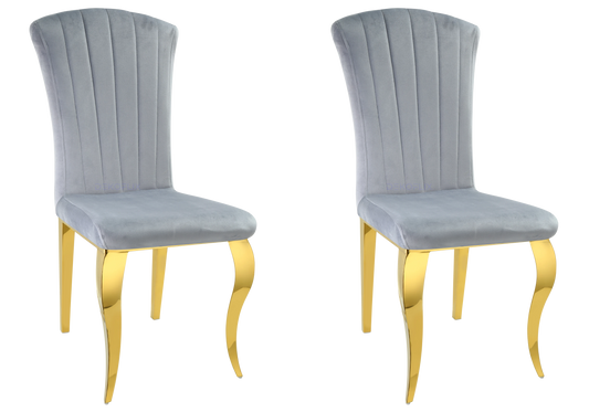 Lot de 6 chaises en gris et pieds dorés | Zyra