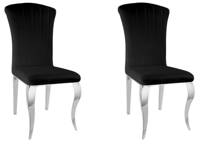 Lot de 6 chaises en noir et pieds argent | Zyra