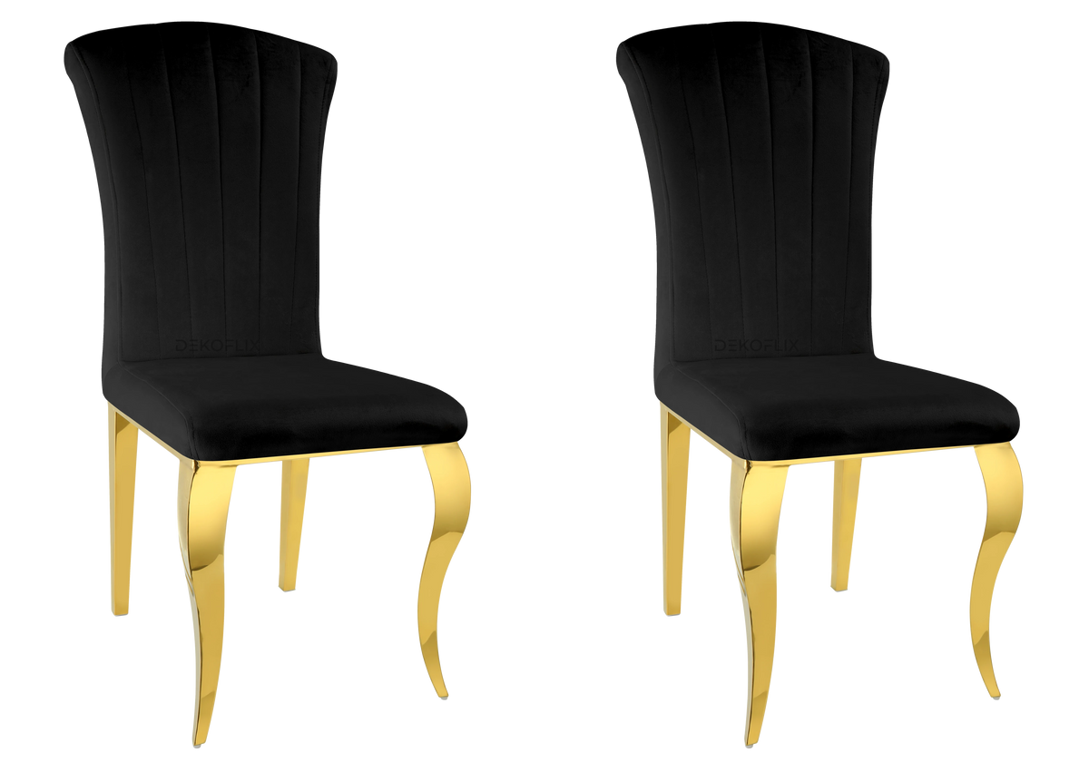 Lot de 6 chaises en noir et pieds or | Zyra