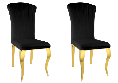 Lot de 6 chaises en noir et pieds or | Zyra