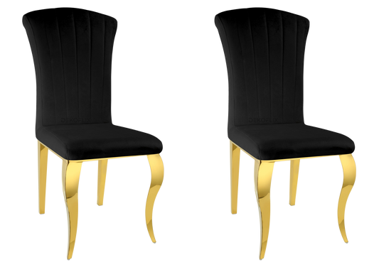 Lot de 6 chaises en noir et pieds or | Zyra