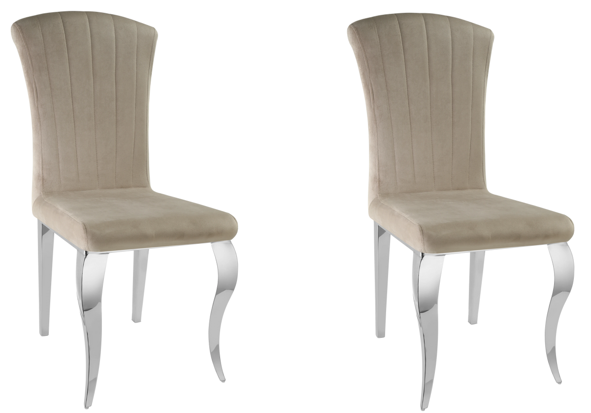 Lot de 6 chaises en taupe et pieds argent | Zyra