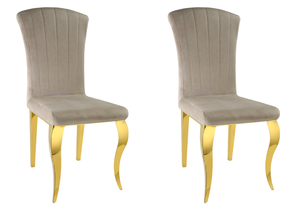 Lot de 6 chaises en taupe et pieds or | Zyra