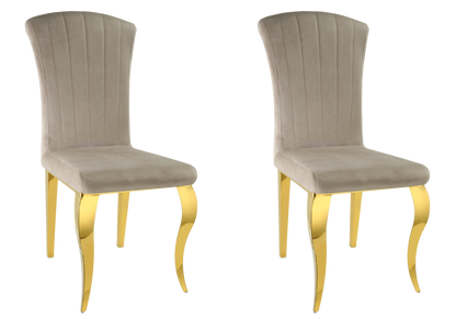 Lot de 6 chaises en taupe et pieds or | Zyra