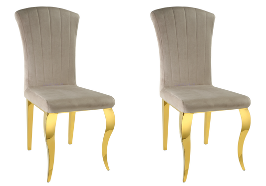 Lot de 6 chaises en taupe et pieds or | Zyra